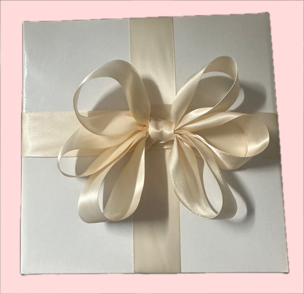 Gift box with large handmade bow