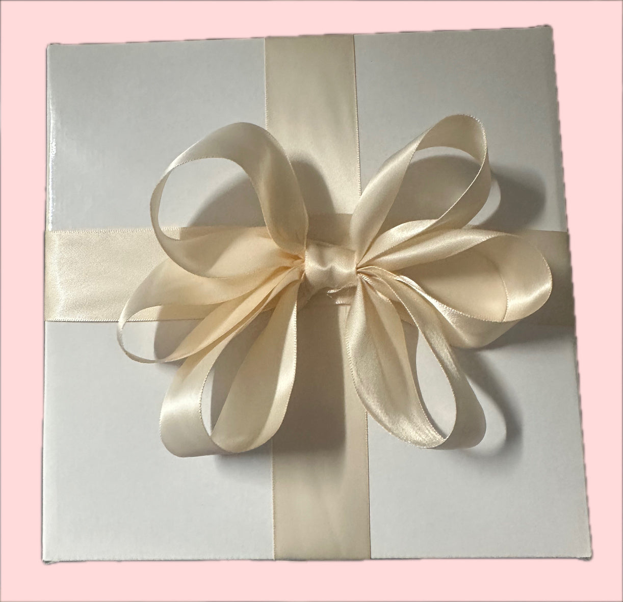 Gift box with large handmade bow